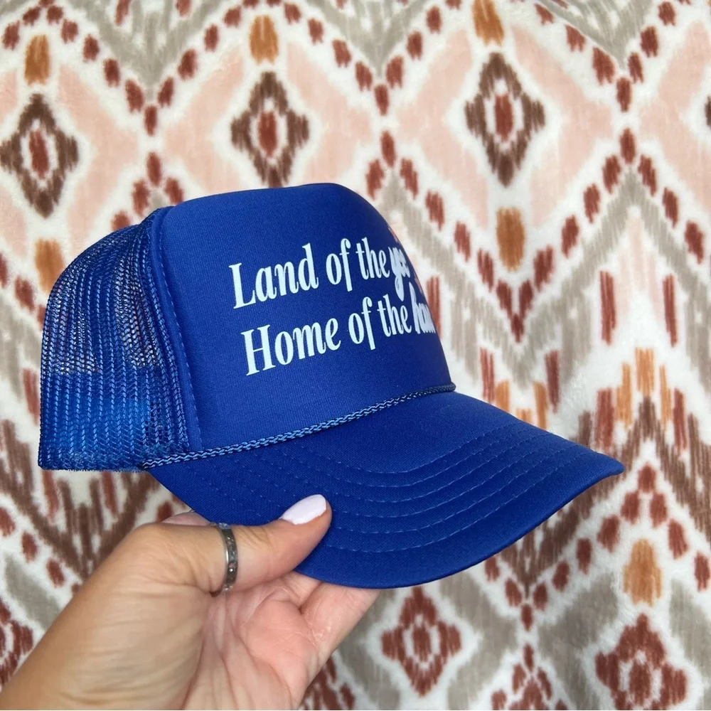 Blue Trucker Hat - Land of the Yee Home of the Haw